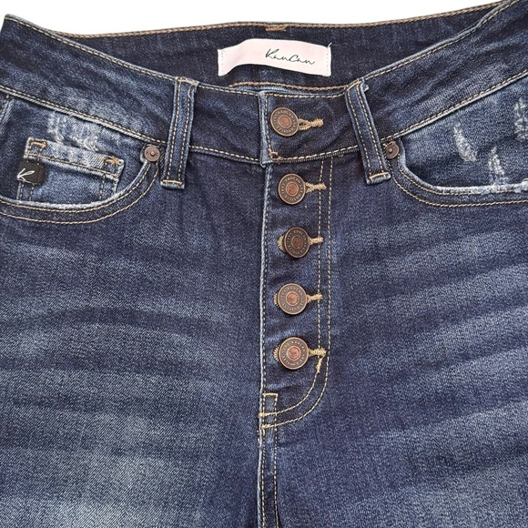 NWOT Kancan Size 3/25 High Rise 
5 Button Skinny Medium Wash Distressed Jeans - Picture 2 of 9